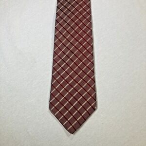 Vintage Tommy Hilfiger Men's Silk Tie Red Silver Striped 60" x 3.75"‎ Wide